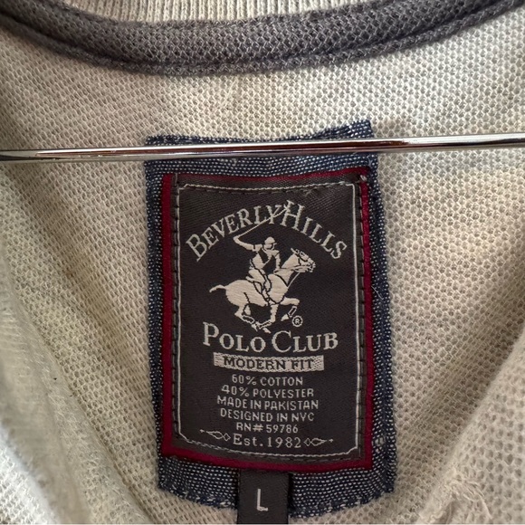 Beverly Hills Polo Modern Fit Polo Shirt Preppy Chic Classic Large Smart Casual - Picture 5 of 10